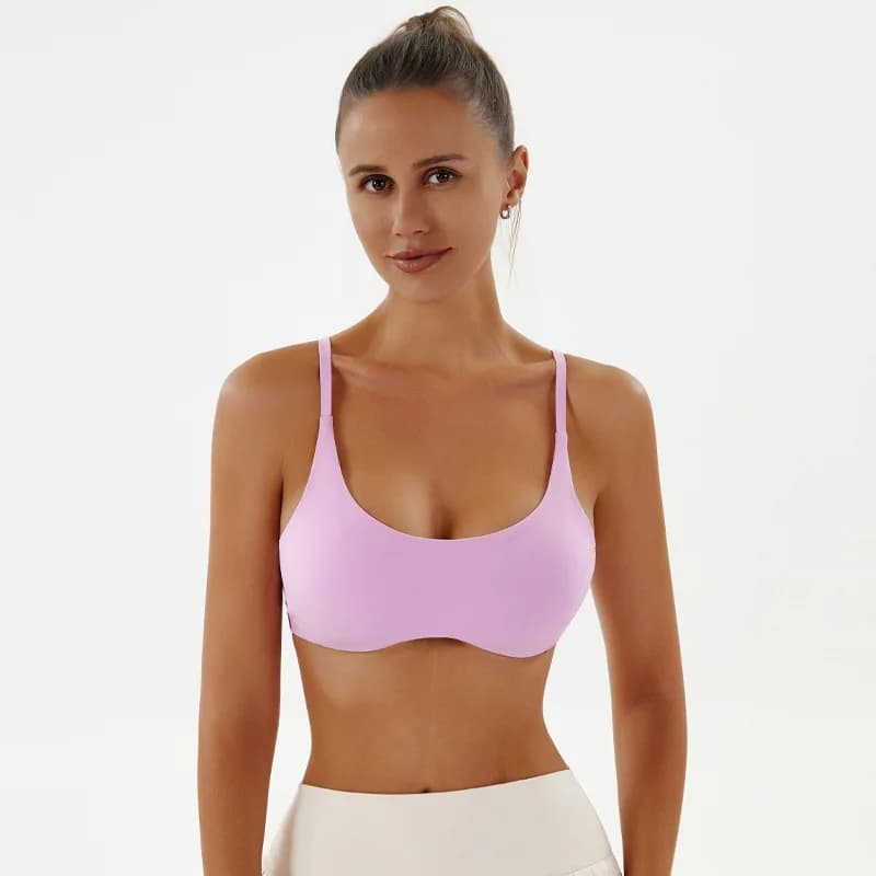 Reggiseno sportivo da donna a tinta unita, top da yoga e fitness, con schiena scavata, imbottitura e due spalline