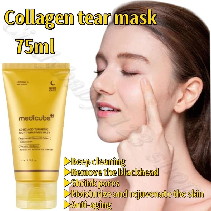 Collagen-resistant mask for night sleep using deep cleaning to remove black spots, narrows pores, moisturizing and nourishing for skin 75 ml