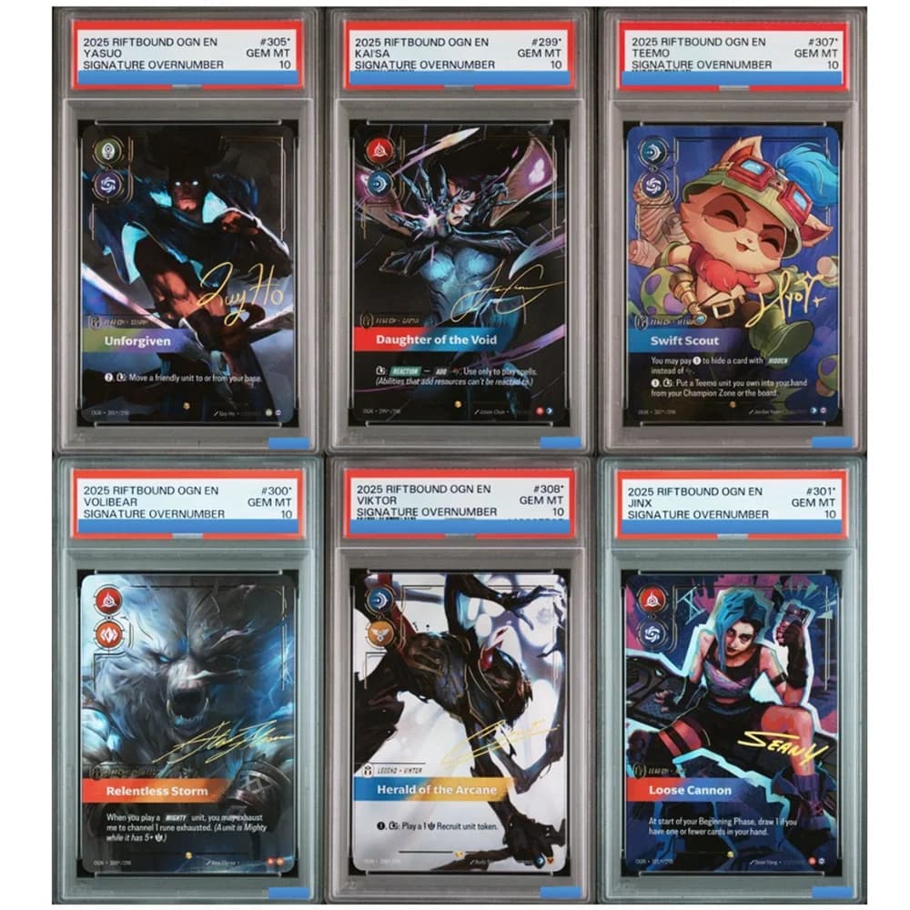 Carta da Collezione Autenticata e Gradata 10/10: Set di Carte Firma di Kai'Sa, Ahri e Sett di League of Legends OGN Origins - Edizione Limitata DIY RIFTBOUND