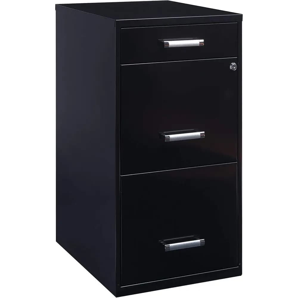 Organizer da scrivania in metallo a 3 cassetti profondi 18 pollici, nero