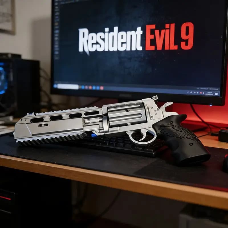 Resident Evil 9 Leon Scott Pistola Giocattolo Cosplay, Modello 3D Stampato, Accessorio da Gioco, Modello di Pistola a Mano Leon, Oggetto da Collezione, Regalo per Ragazzi