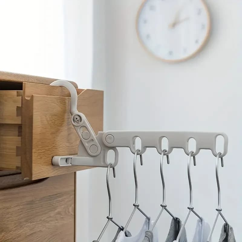 Appendiabiti pieghevole a 5 fori: ganci ergonomici, plastica resistente salvaspazio per viaggi, hotel, dormitori, multigancio e compatto ​ ​