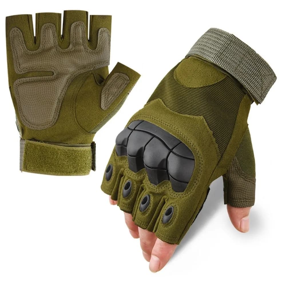 Fingerless Motorcycle Gloves Hard Knuckle Protective MTB Cycling Gloves Bicycle Accessories Anti-Slip Gym Training Gloves