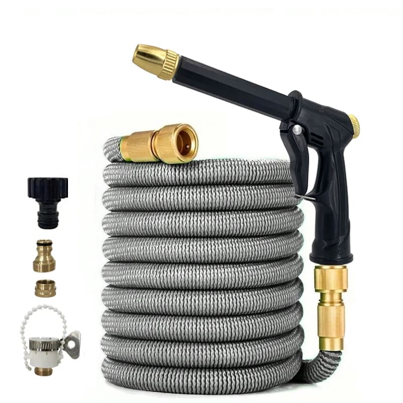 Tubo Magico Espandibile 25FT-150FT, Pistola ad Acqua Regolabile, Strumento Portatile Durevole per Lavaggio Auto, Irrigazione Giardino