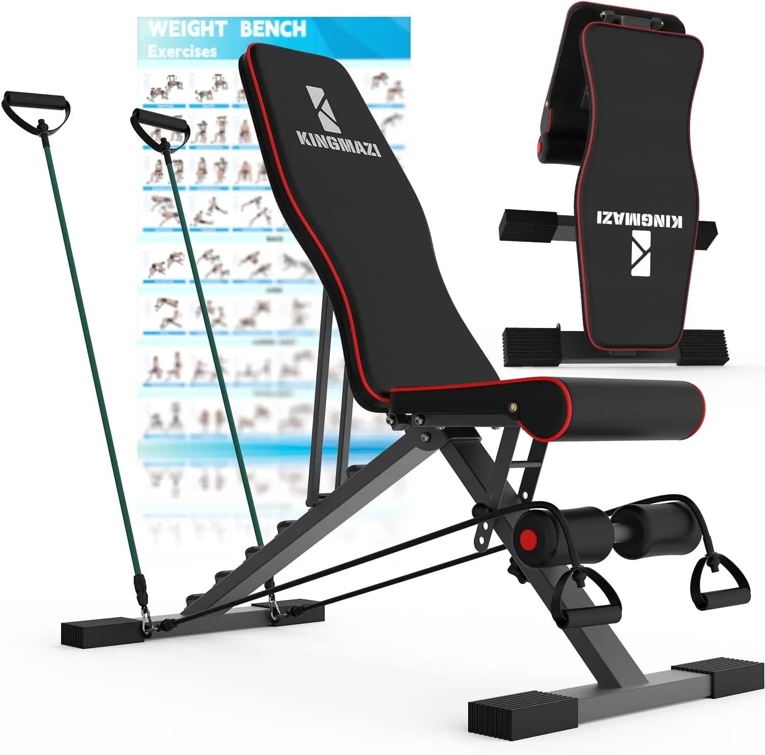Panca per Allenamento Completo del Corpo con Peso Regolabile - Panca Pieghevole Multifunzione con Set di Bande di Resistenza