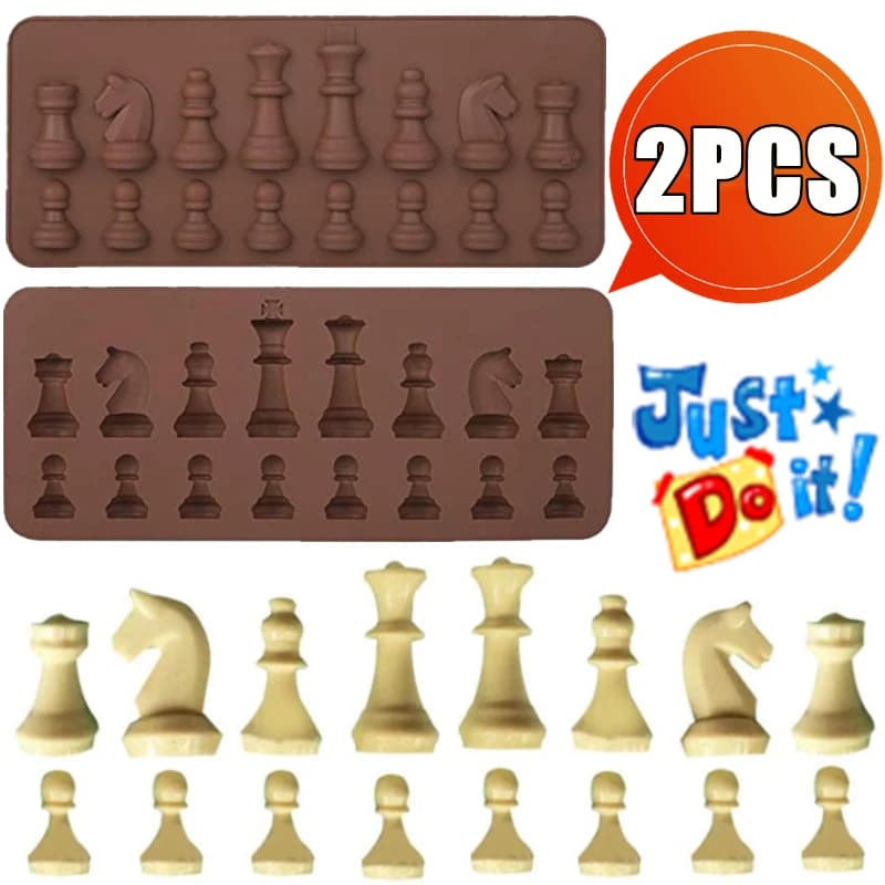 2/1PC Stampo per torta Stampi per cioccolato a forma di scacchi Stampo in silicone Stampo per cubetti di ghiaccio Strumenti per decorare torte Stampo da forno Accessori da cucina