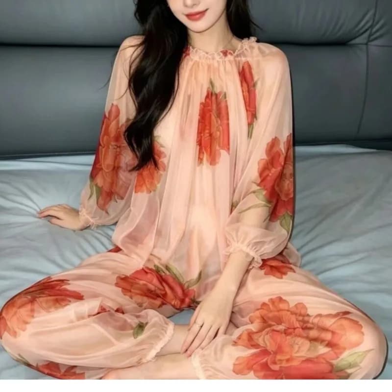New Ultra-thin Soft Smooth Loose Homewear Sexy See-through Pajama Pants Unisex Jumpsuit Nightclub Bar Club Party Costume