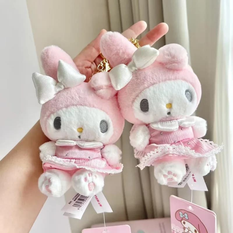 Serie di farfalle Sanrio MY Melody Portachiavi in peluche gonna rosa ali di farfalla Dolce borsa per pianoforte Ciondolo carino Melody Peluche Regalo