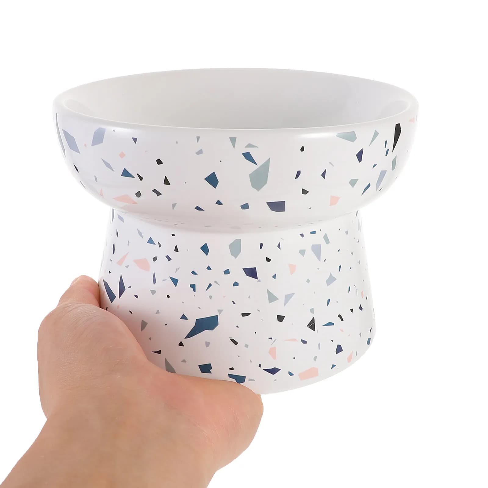 Ciotola Rialzata in Ceramica per Gatti e Cani, Piatto Ergonomico per Cibo e Acqua, Supporto per il Collo, Texture Marmorizzata, Facile da Pulire