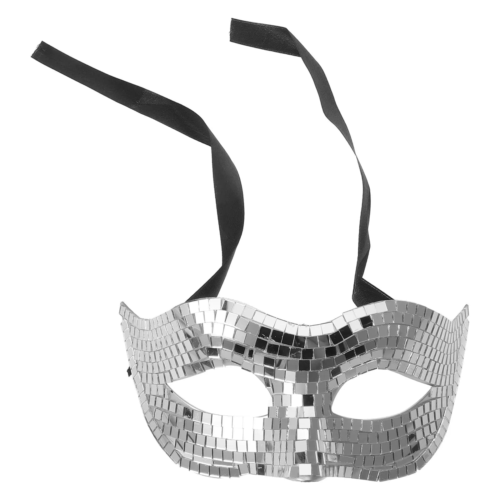 Glitter Disco Masquerade Mask Reflective Metallic Half Face Mask for Women Halloween Party Carnival Ball Festival Dance Music
