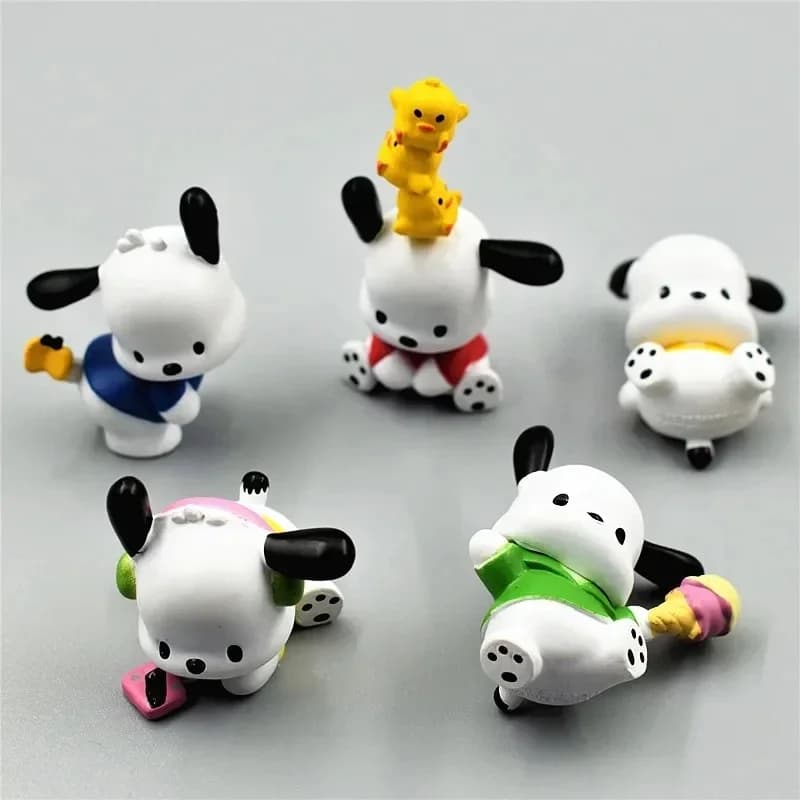 Set di 5 Statuette Anime Sanrio 3-4cm, Modellini Kawaii di Pochacco e Melody, Accessori, Giocattoli per Bambini, Action Figure, Regalo per Hobbisti
