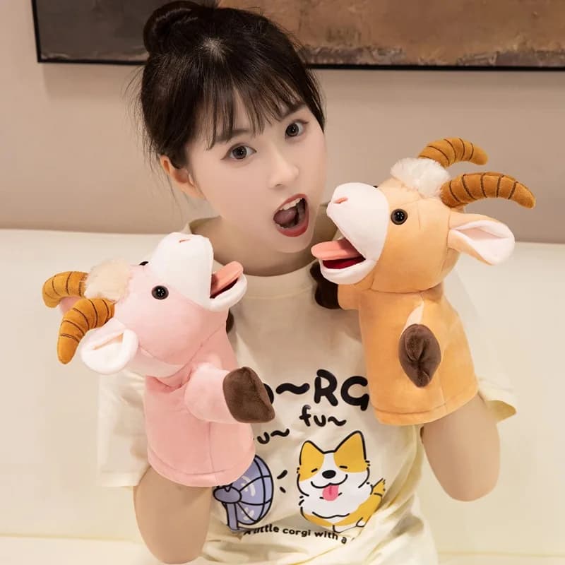 25cm Stuffed Plush Animals Toys Hand Finger Story Puppet Kawaii Dolls Educational Toys Goat Sheep Alpaca Kids Girl Birthday G1