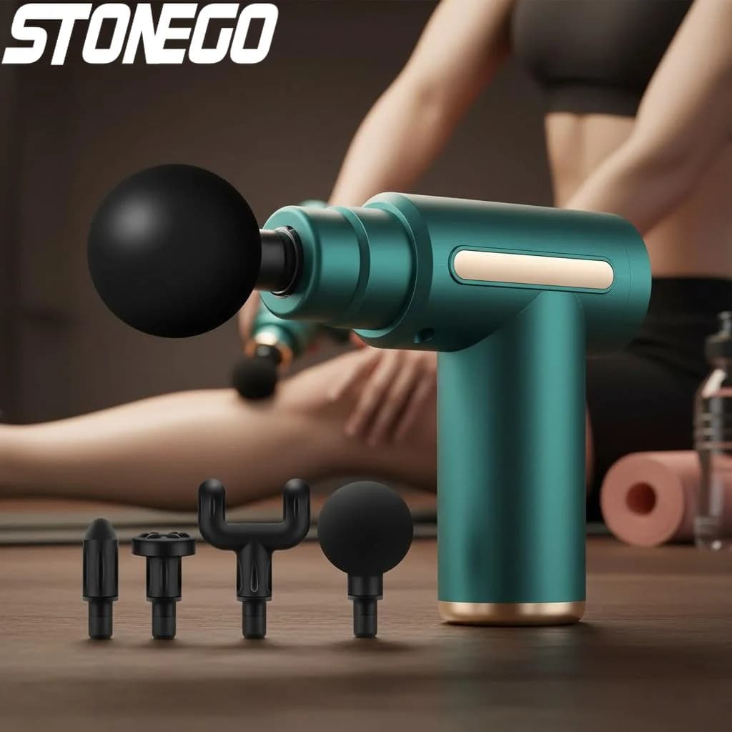 STONEGO Percussion massager for deep tissues, portable massage gun for body, back, neck, legs, pain relief and sports recovery