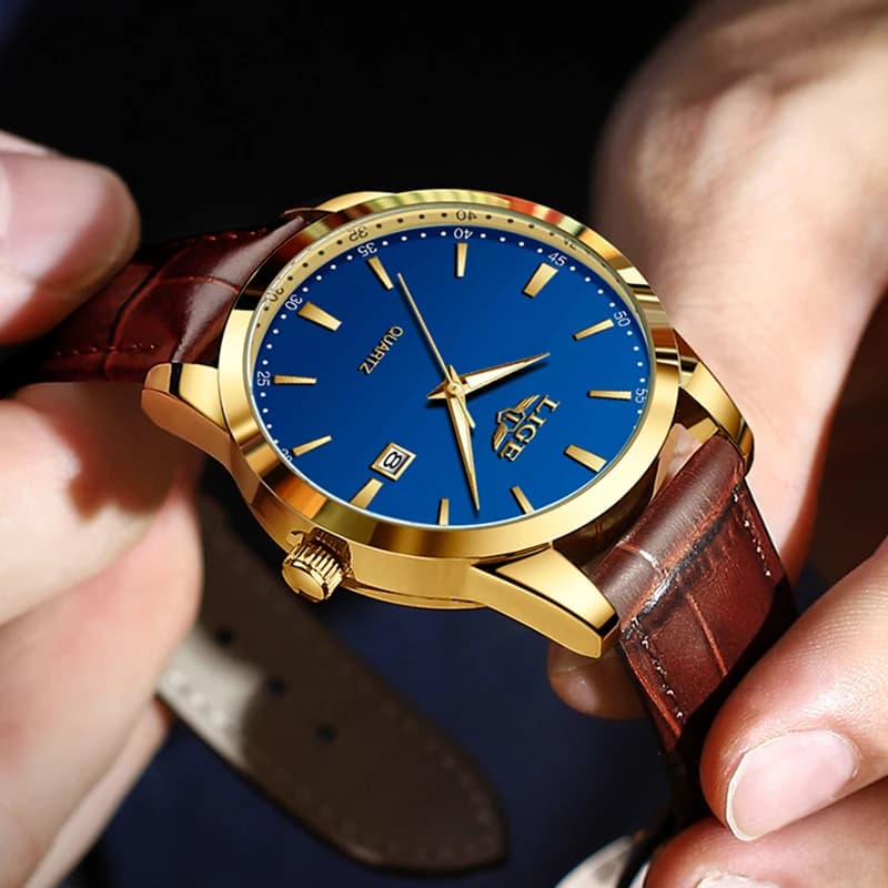 LIGE 2024 Top Brand di Lusso Orologio Al Quarzo Da Uomo Moda Orologi Militari Per Gli Uomini di Sport In Pelle Cronografo Impermeabile Montre Homme