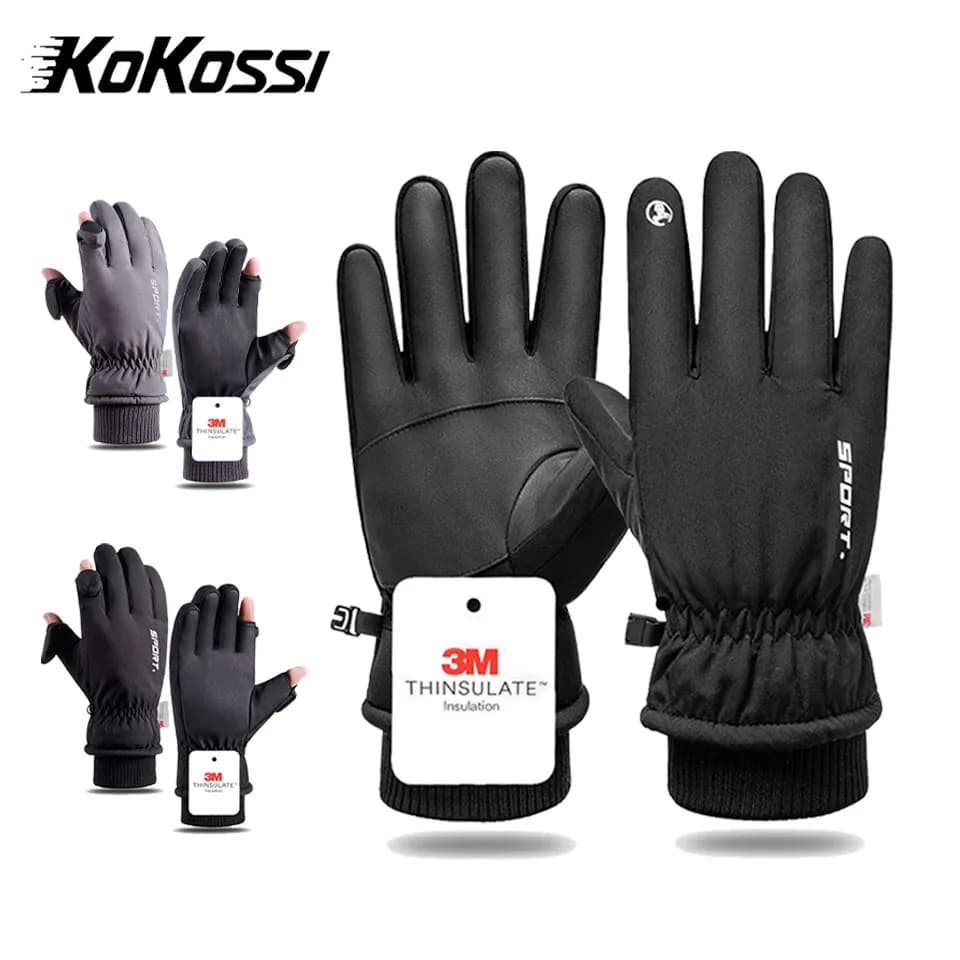 KoKossi TouchScreen invernale Guanti in velluto antivento impermeabili Ciclismo Guanti da sci da neve Sport Corsa Moto antiscivolo Unisex