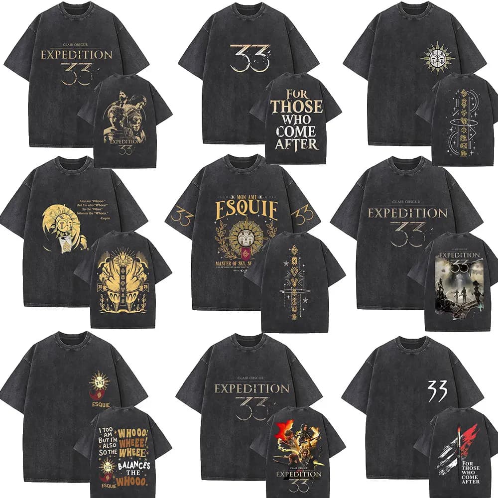 Gioco limitato Clair Obscur Expedition 33 Retro lavato T-shirt Uomo Donna Classic Gothic Fashion T-shirt oversize Fan Streetwear