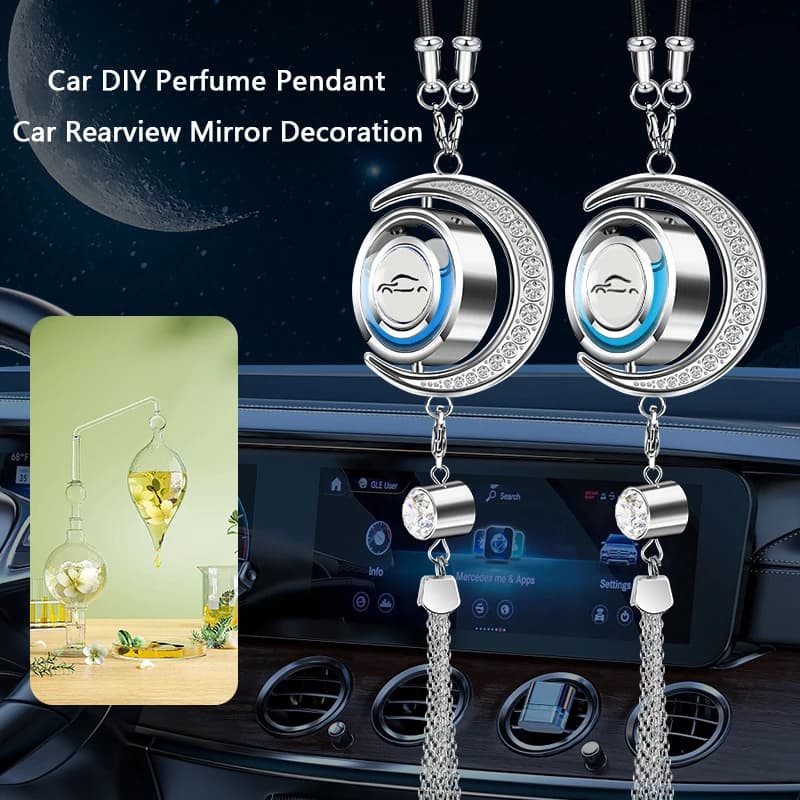 Car Dome Perfume Pendant Moon Logo Deodorant for Environment Mirror Scenter Pendant Hanging Empty bottle in metal lace Car Decoration