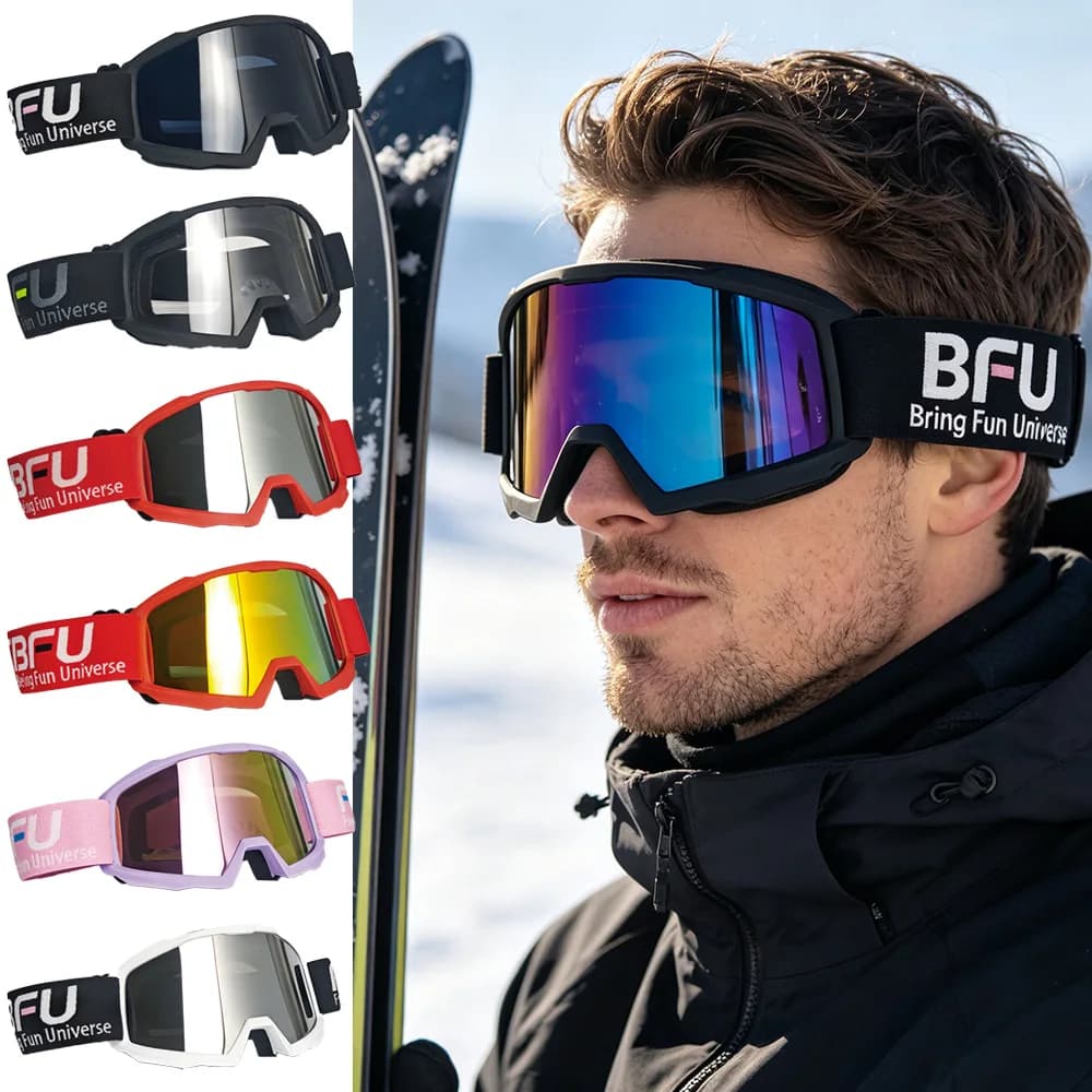 Ski & Motorbike Goggles, Adjustable Elastic Webbing, Dual-Direction Vents for Mountain Trail Outdoor Sports Practitioners