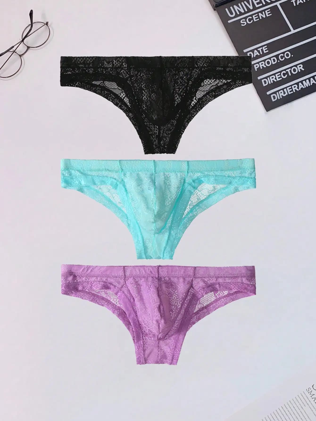 Men's panties Sexy Lace Solid Color Underwear Comfortable Soft Low Waist Men's brief
