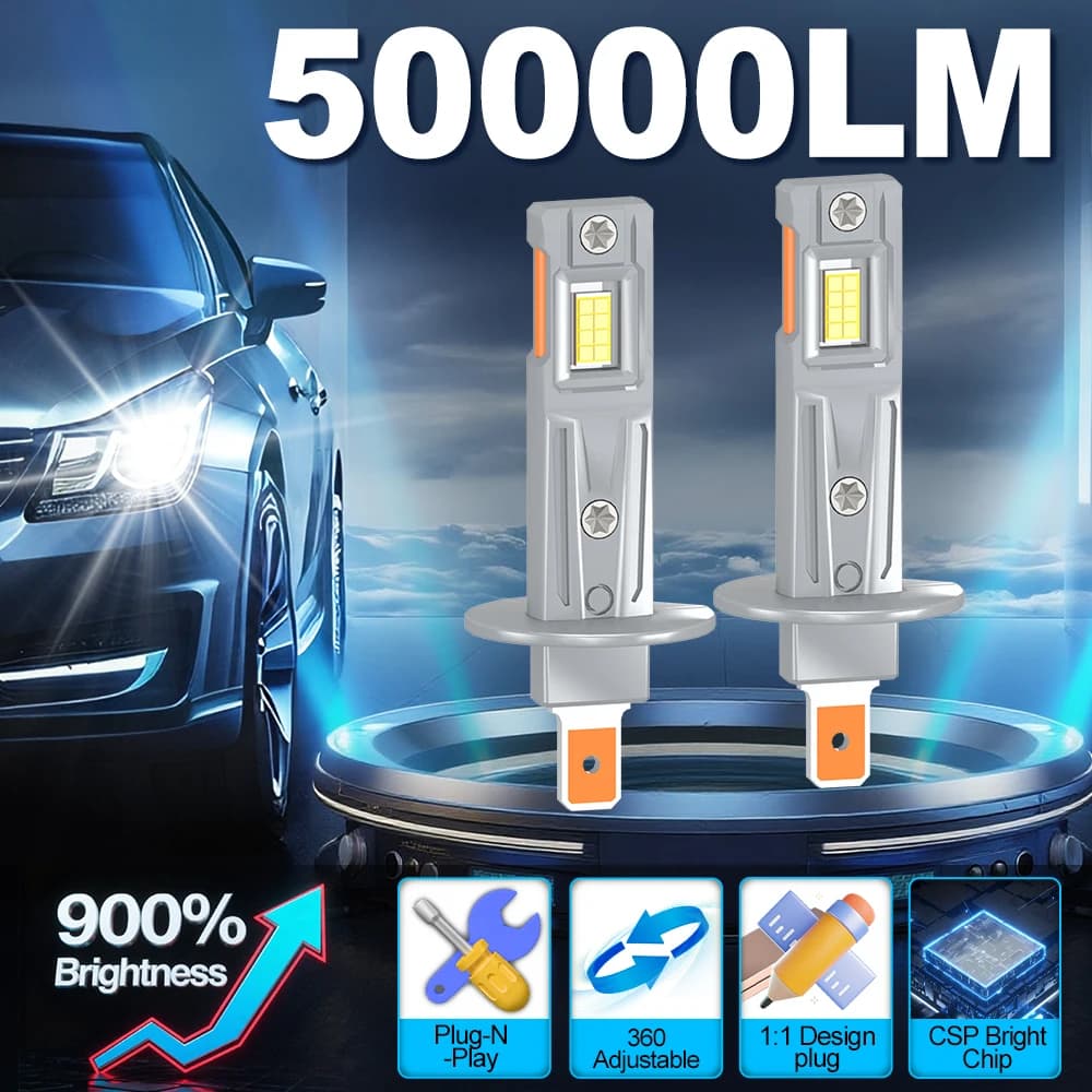 2 pezzi H1 fari a LED lampadine H7 H11 HB3 HB4 9005 9006 fendinebbia 50000LM Mini faro automatico H4 CSP Chip Plug and Play ad alta potenza