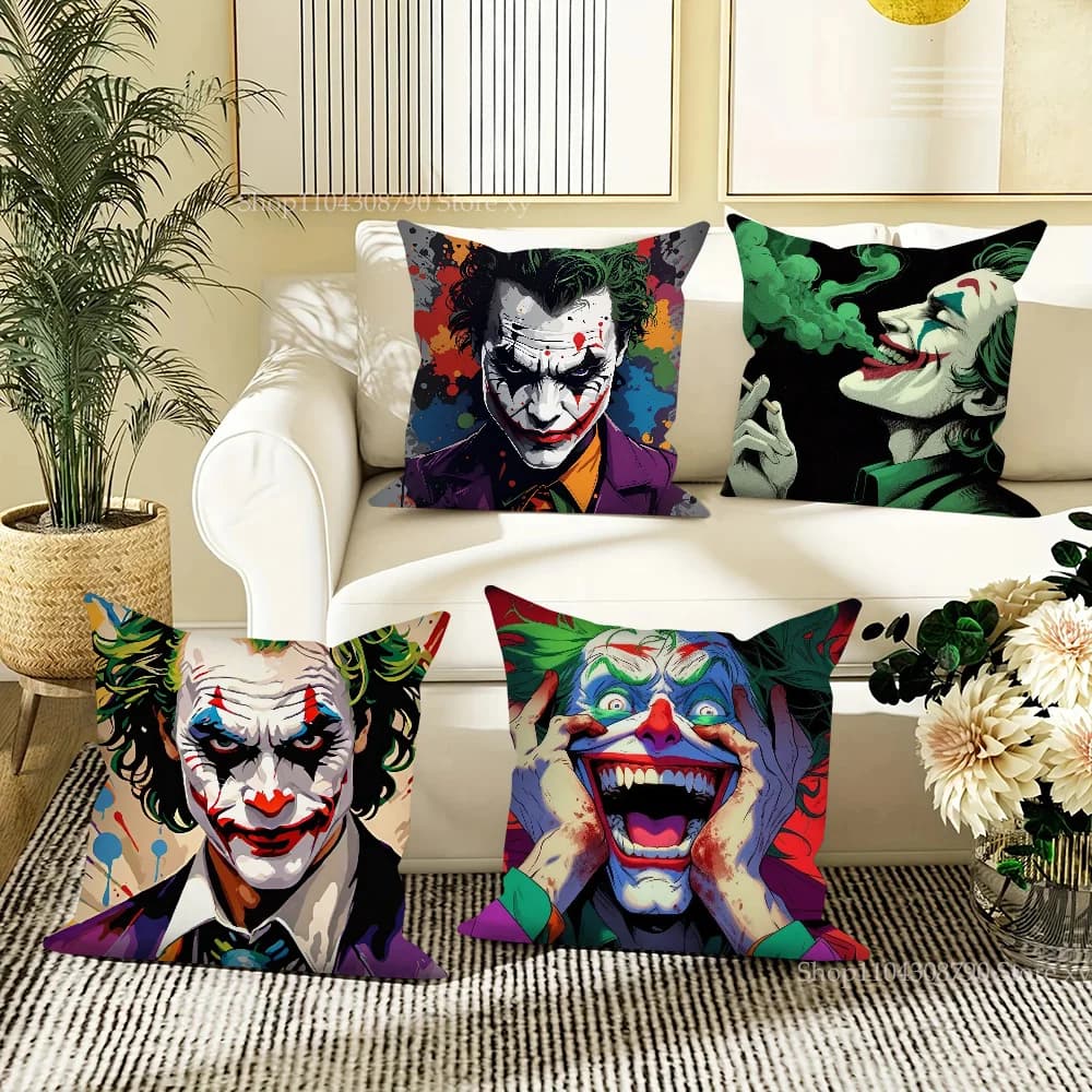 Super Villain J-Joker Movie Federa Cuscino quadrato Camera da letto Divano Tempo libero Comfort Cuscino Auto Soggiorno Decorazione della casa 40X40