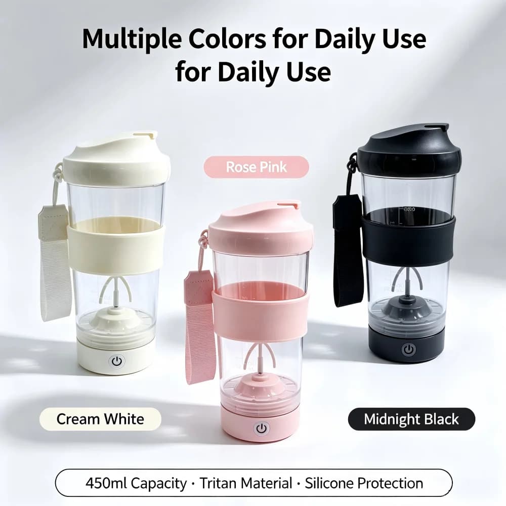 New electric mixing cup with silicone protective cover, coffee powder and protein powder mixing shaking cup, fitness portablecup