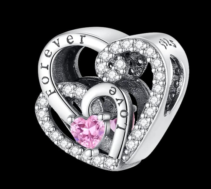 Ciondolo a Forma di Cuore in Argento 925 Fai-da-Te alla Moda, Perle per Creazione di Gioielli 'Amore Eterno', Adatte per Decorazioni di Bracciali e Collane