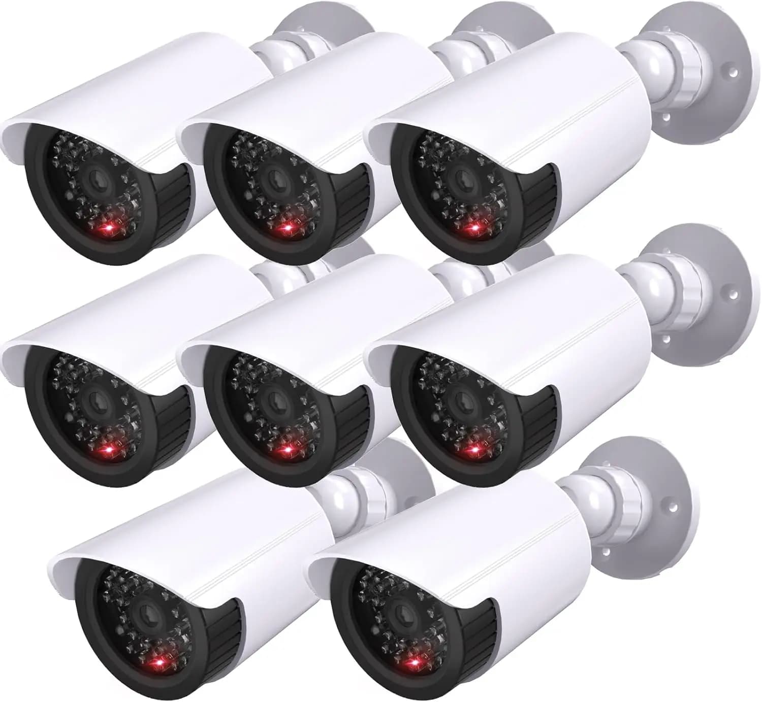 Telecamera di Sicurezza Finta (2 Pezzi), Dome di Sorveglianza Finto con Luce LED, per Uso Interno ed Esterno, Include Adesivi di Avvertimento