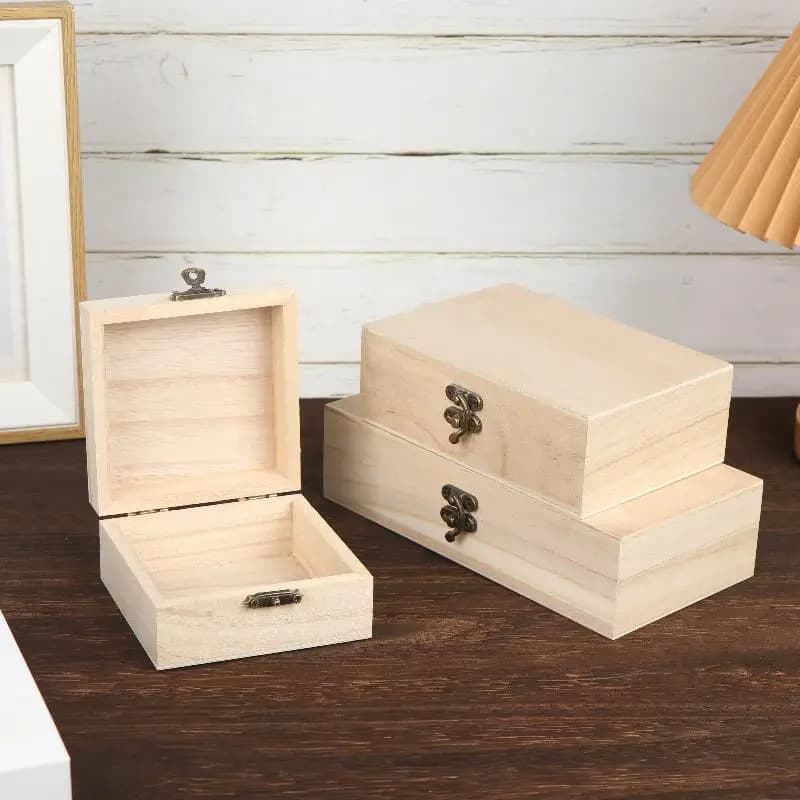 20*10*5/10*5/15*10*5cm Wooden Storage Box With Hinged Lid Keepsake Box Organizer For Trinket Home Decor Crafts Art Hobbies