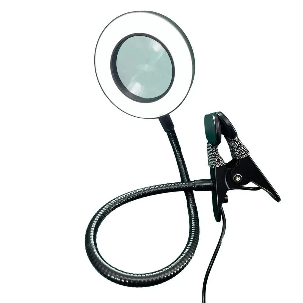 Ingrandimento 5X Lampada con lente d'ingrandimento a LED Lente d'ingrandimento flessibile antiscivolo Lente d'ingrandimento Luce da tavolo Livelli regolabili Luce a 3 colori