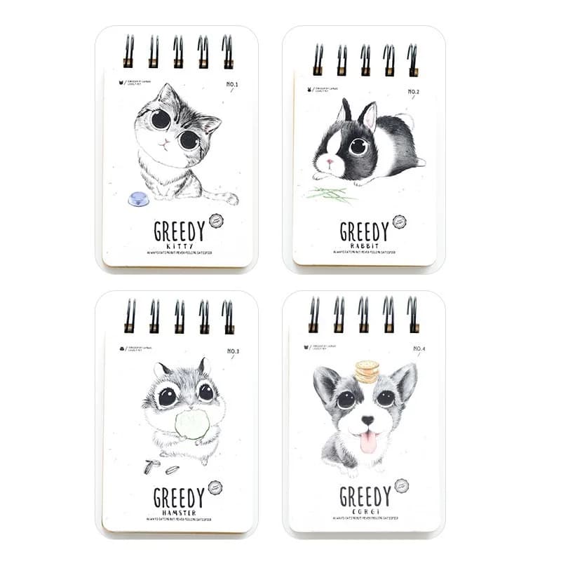 Nuovo cartone animato Kawaii Animal Coil Memo giornalieri Notebook Coniglio Cane Mini Pocket Planner Materiale scolastico Regalo