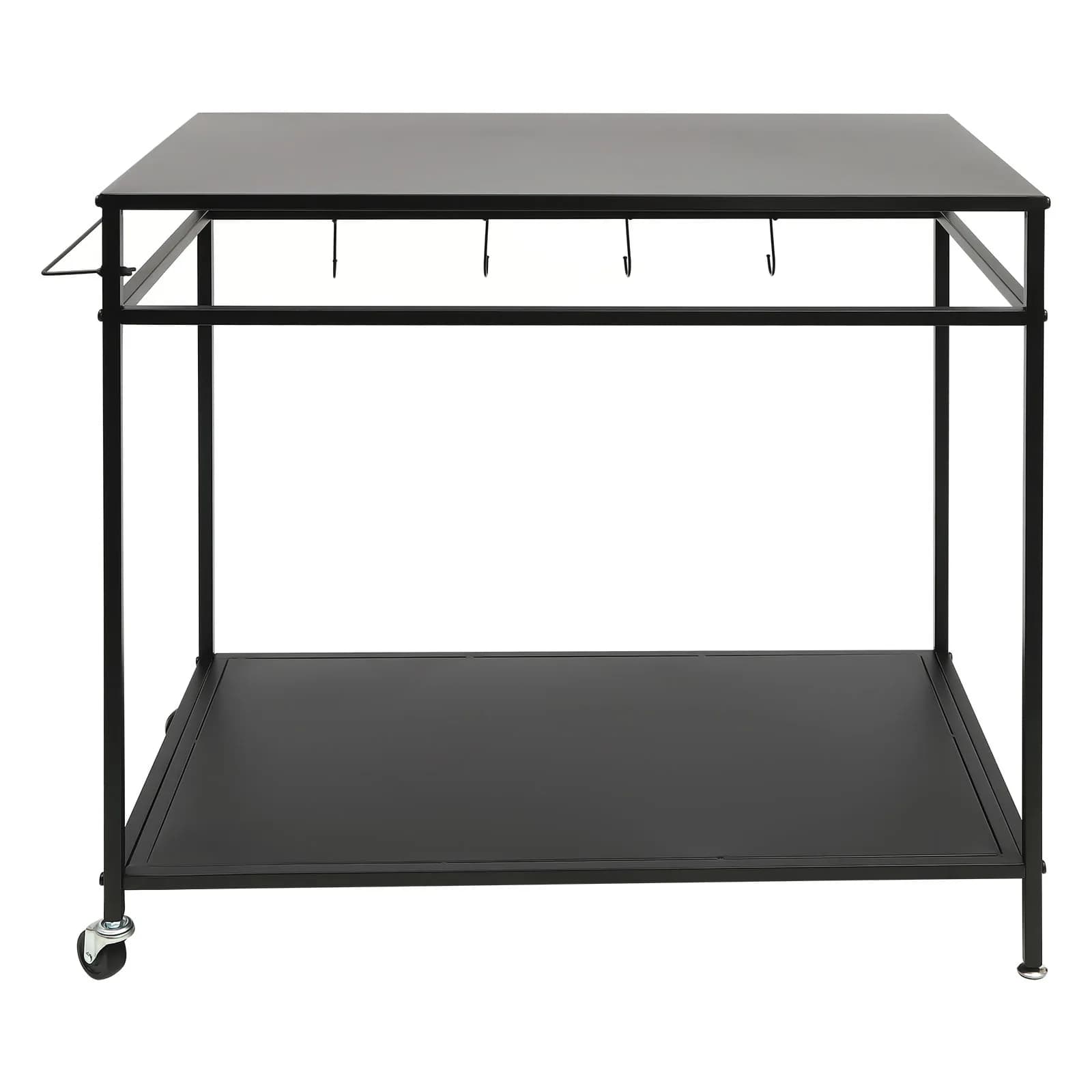 Double-Shelf Movable Cooking Table Outdoor Dining Cart with Storage and Spice Rack Worktable Trolle for Kitchen/Backyard