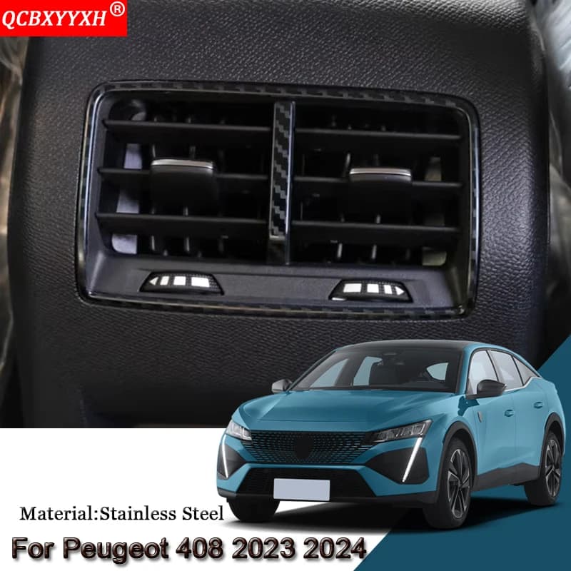 Car Armrest Rear Seat Air Outlet Vent Hole Grille Cover Panel Sequins Sticker Accessories Fit For Peugeot 408 408 GT 2023 2024