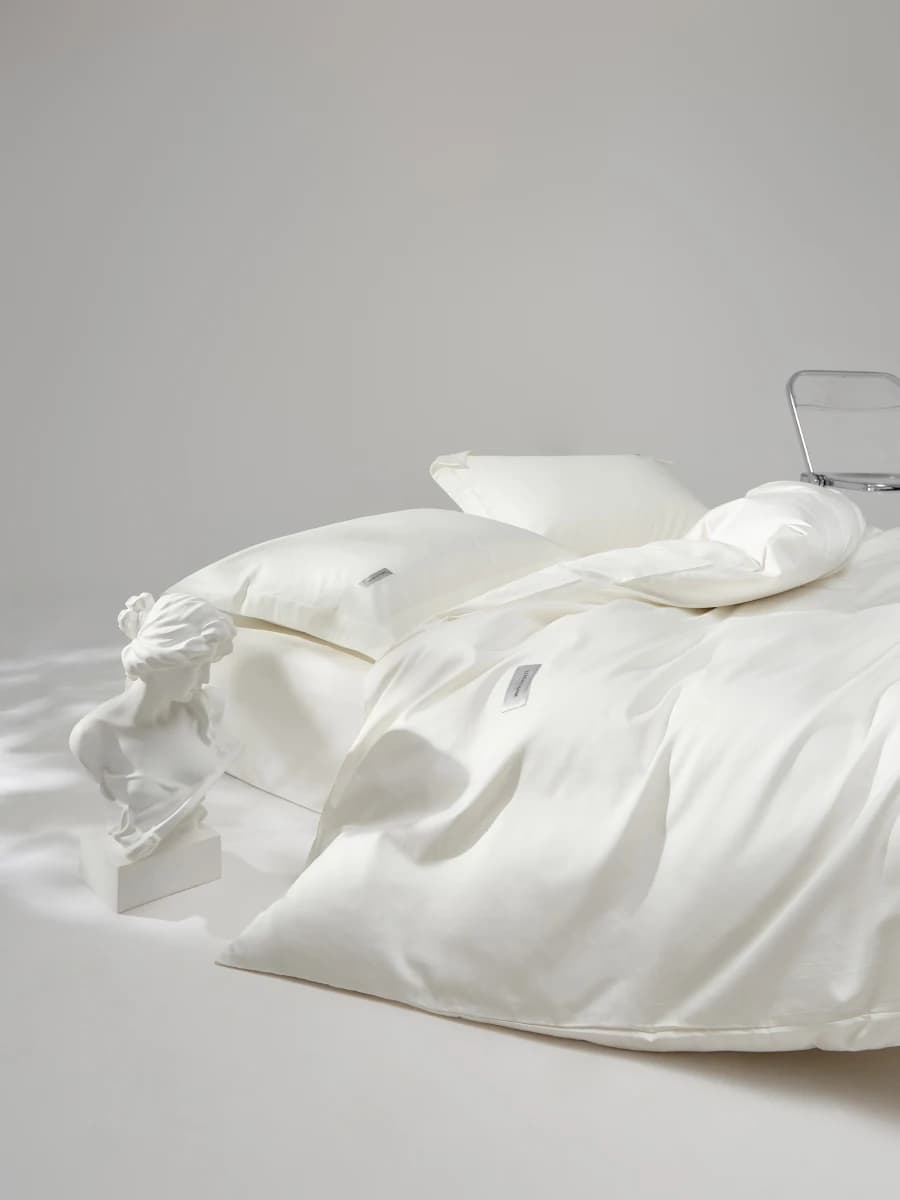 Copripiumino in Cotone a Fibra Lunga 100 Fili, Coperta Singola in Puro Cotone, Bianco Stile Hotel