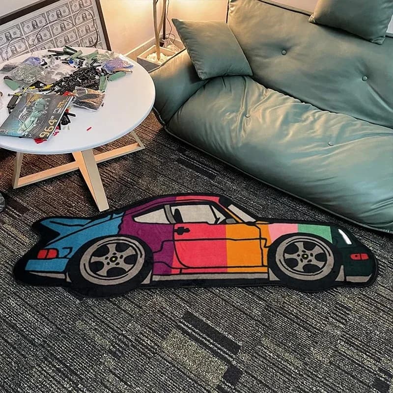 Tappeto per auto arcobaleno Decorazione per la casa Tappeto per cartoni animati Camera da letto Comodino Tappeti Soggiorno Tappetino morbido a striscia lunga