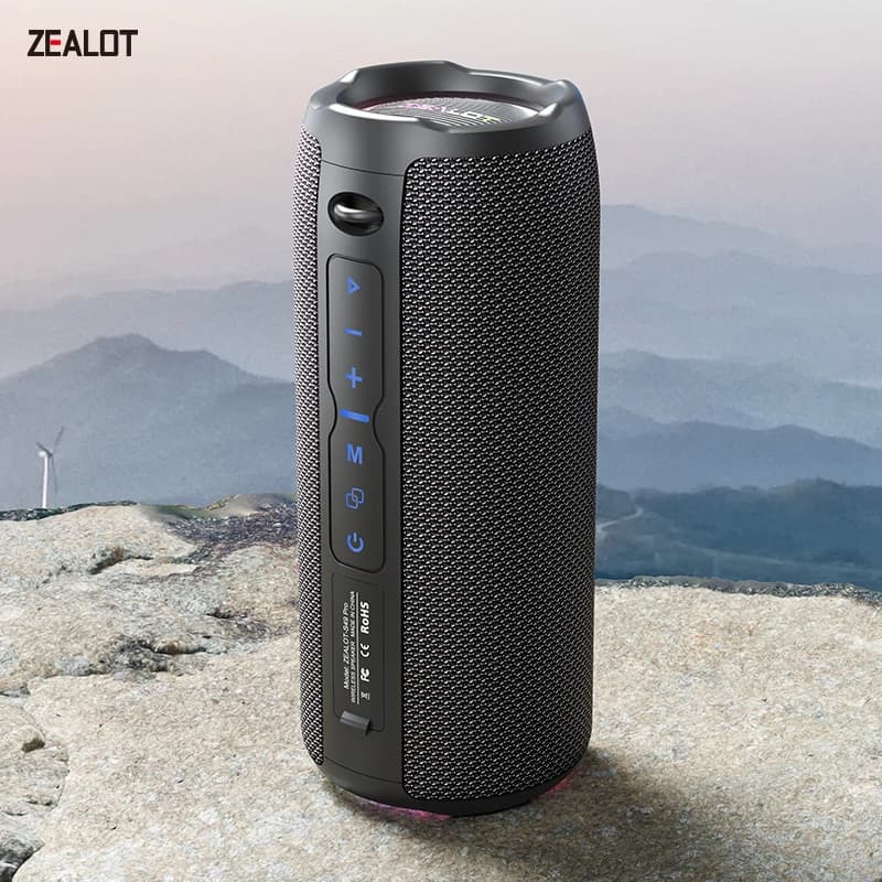 zealot-S49PRO Altoparlante Bluetooth portatile 20W IPX6 impermeabile, scheda Micro SD, presa AUX-in, 10 ore di riproduzione, luce RGB Stereo wireless