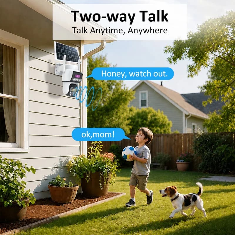 8MP 4G LTE Solar Security Camera Dual Lens Outdoor Wireless CCTV Camera Solar Panel Low Power AI Human Detection Waterproof