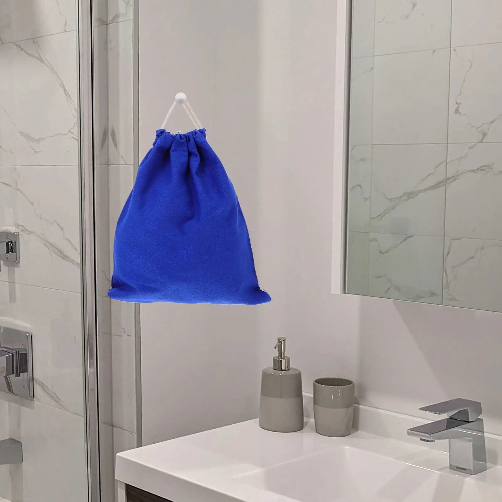 1 Pezzo Borsa Porta Asciugacapelli in Tessuto Resistente con Design Appendibile a Parete, Pieghevole, da Viaggio, Riutilizzabile, con Coulisse, per Tutti