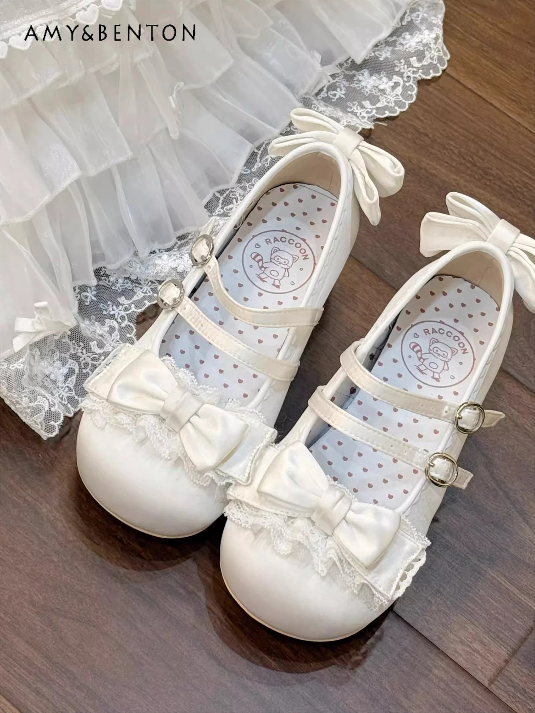 Eleganti Scarpe Mary Jane in Raso con Tacco Medio, Stile Balletto, Punta Rotonda, Fiocco, per Ragazze Dolci in Stile Lolita