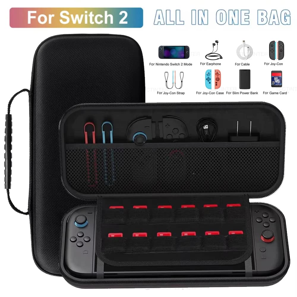 Custodia da viaggio per NS Switch 2/Origine/OLED Accessori di gioco Borse portatili di stoccaggio antiurto per NS2 con slot per carte da gioco