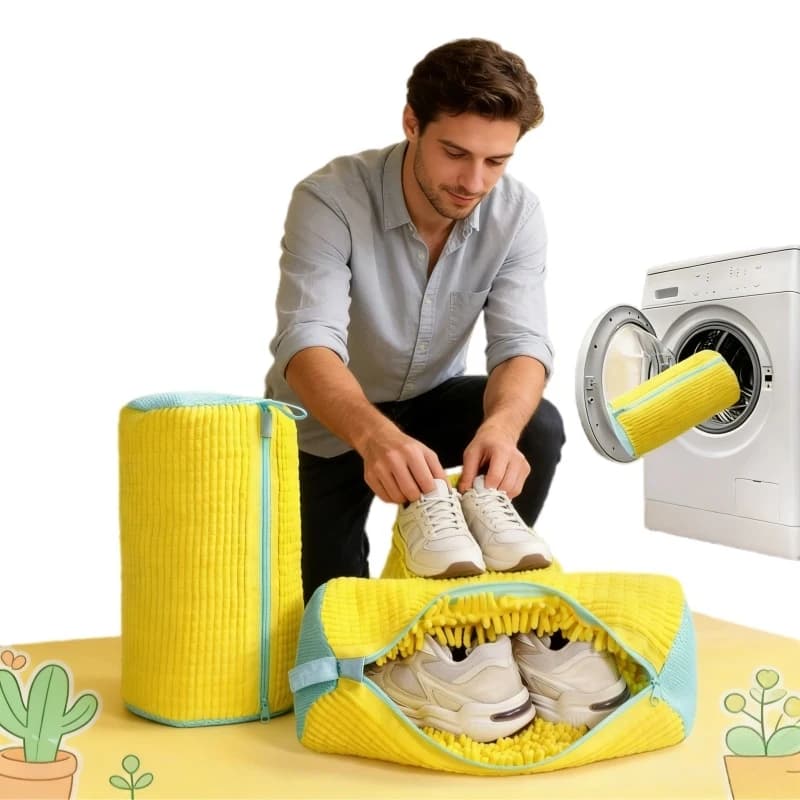 Shoe washing bag (1/4 pieces) with brush, durable, for all types of shoes, suitable for sneaker, casual shoes, home use