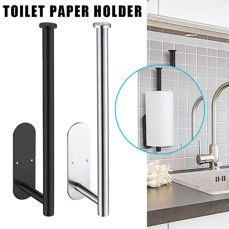 Porta carta igienica adesivo Organizzatore Supporto da parete Portaoggetti Cucina Bagno Senza trapano Dispenser di asciugamani in tessuto Acciaio inossidabile