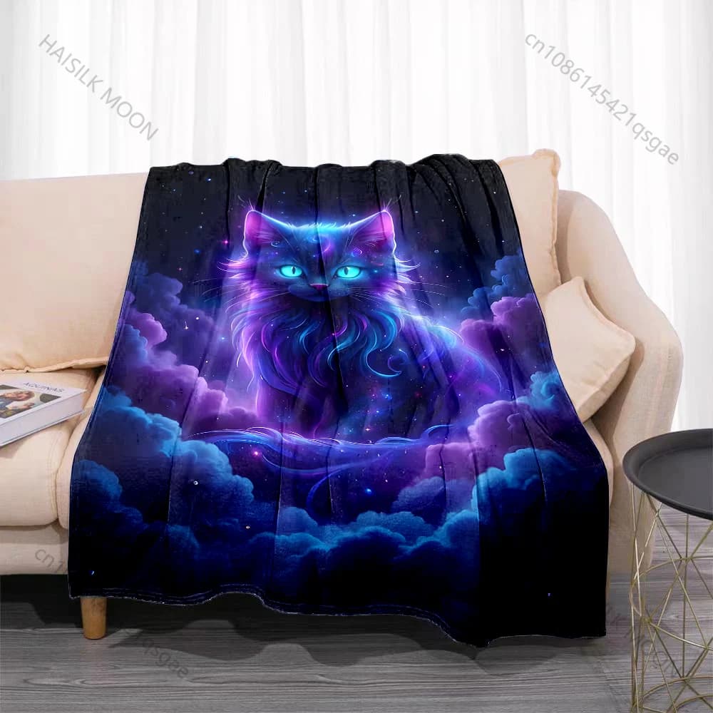 Coperta con stampa drago nero con fiamma blu, in flanella, morbida e calda, per tutte le stagioni, casa, campeggio, picnic