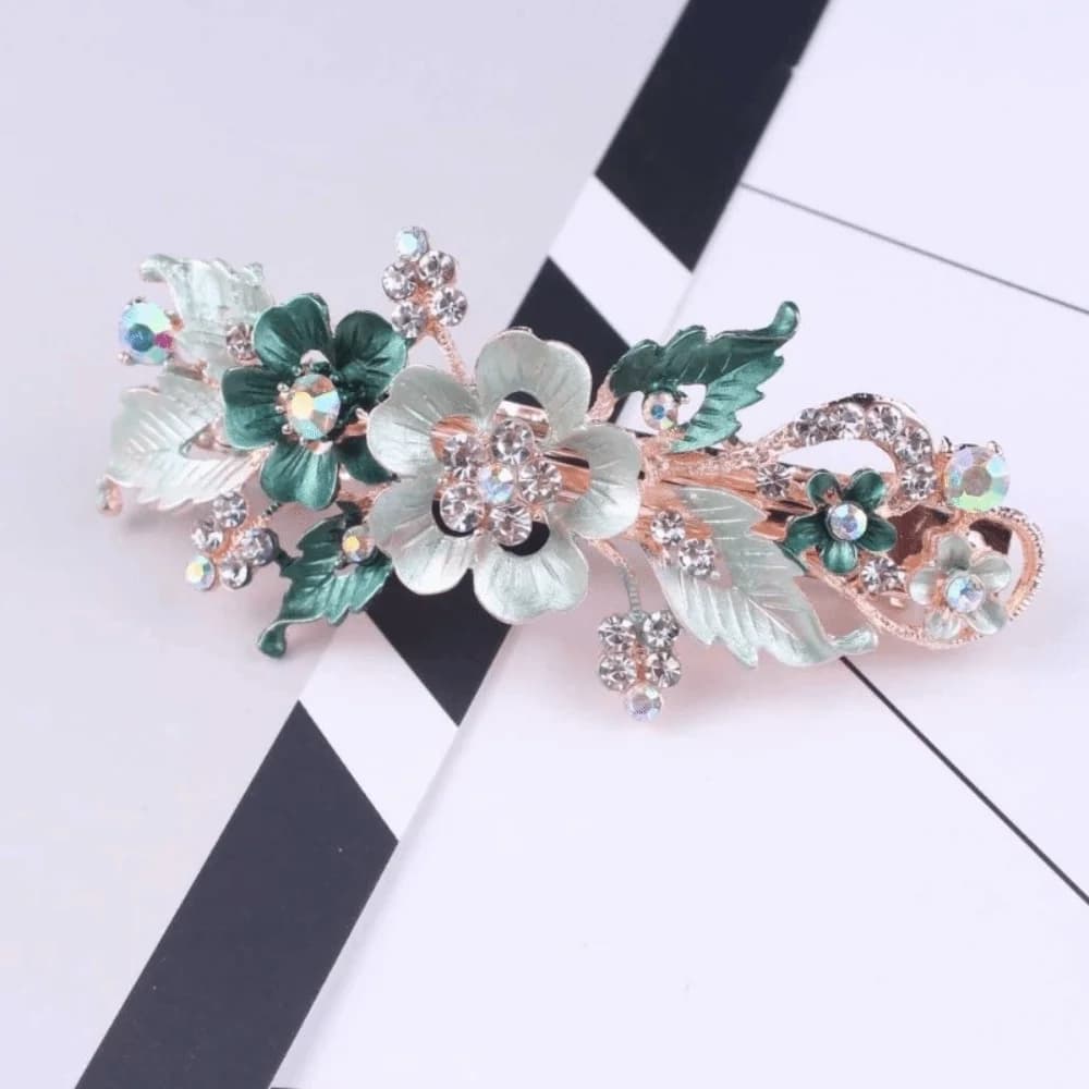 Fermaglio per Capelli Floreale Stile Vintage con Strass Fluttuanti, Fermaglio Glamour in Lega con Design a Goccia d'Olio, Elegante Accessorio da Donna per Matrimoni