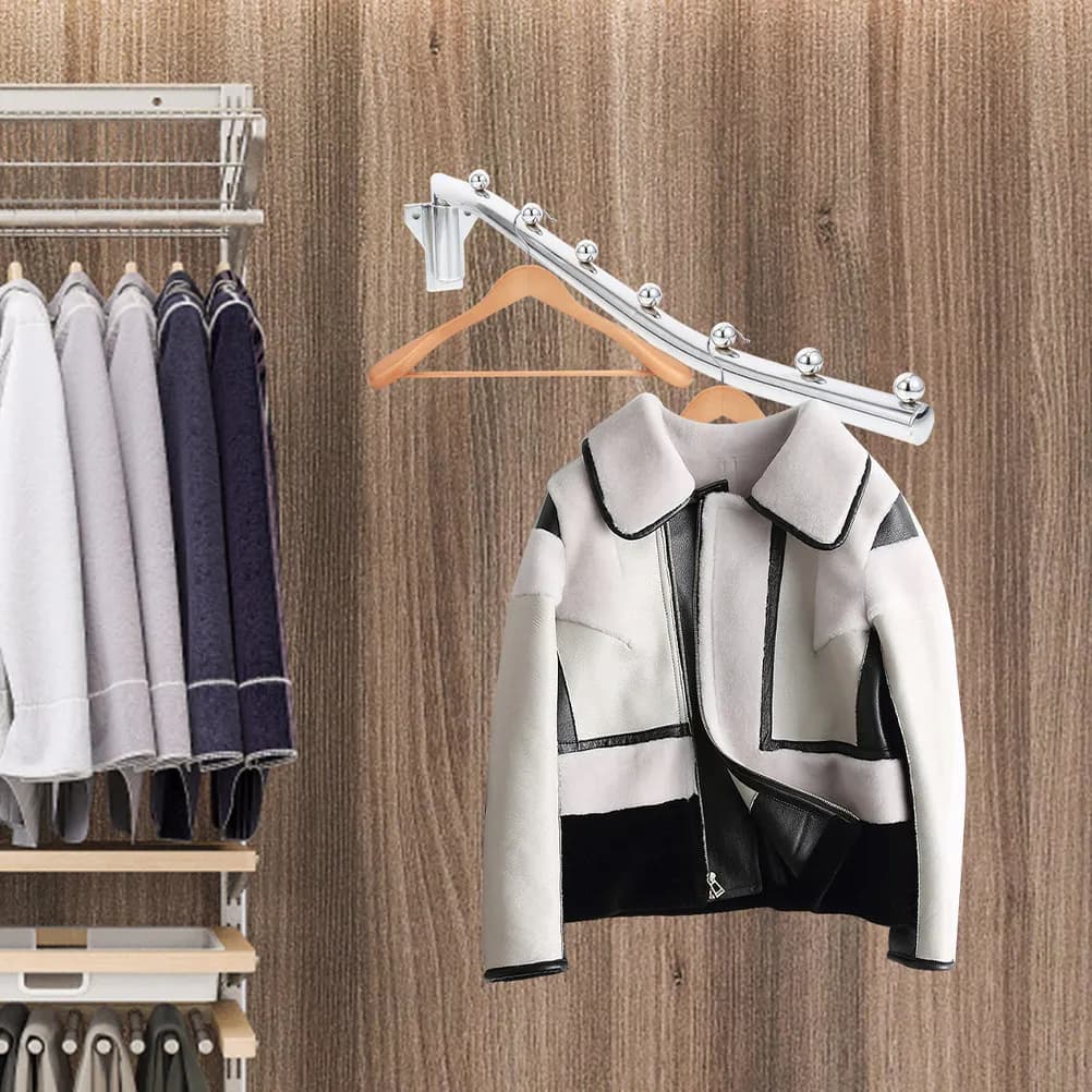 2Pcs Rotating Wall Clothes Hanger Iron Holder Laundry Room Organizer Space Saving Metal Clothes Rack Sturdy Wall Mounted Garment