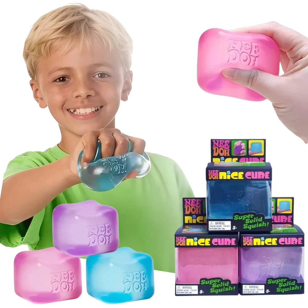 Schylling Needoh Nice Cube Giocattolo Sensoriale Antistress Morbido per Alleviare lo Stress, Antiansia, Calma e Concentrazione per Bambini e Adulti ADHD Aut