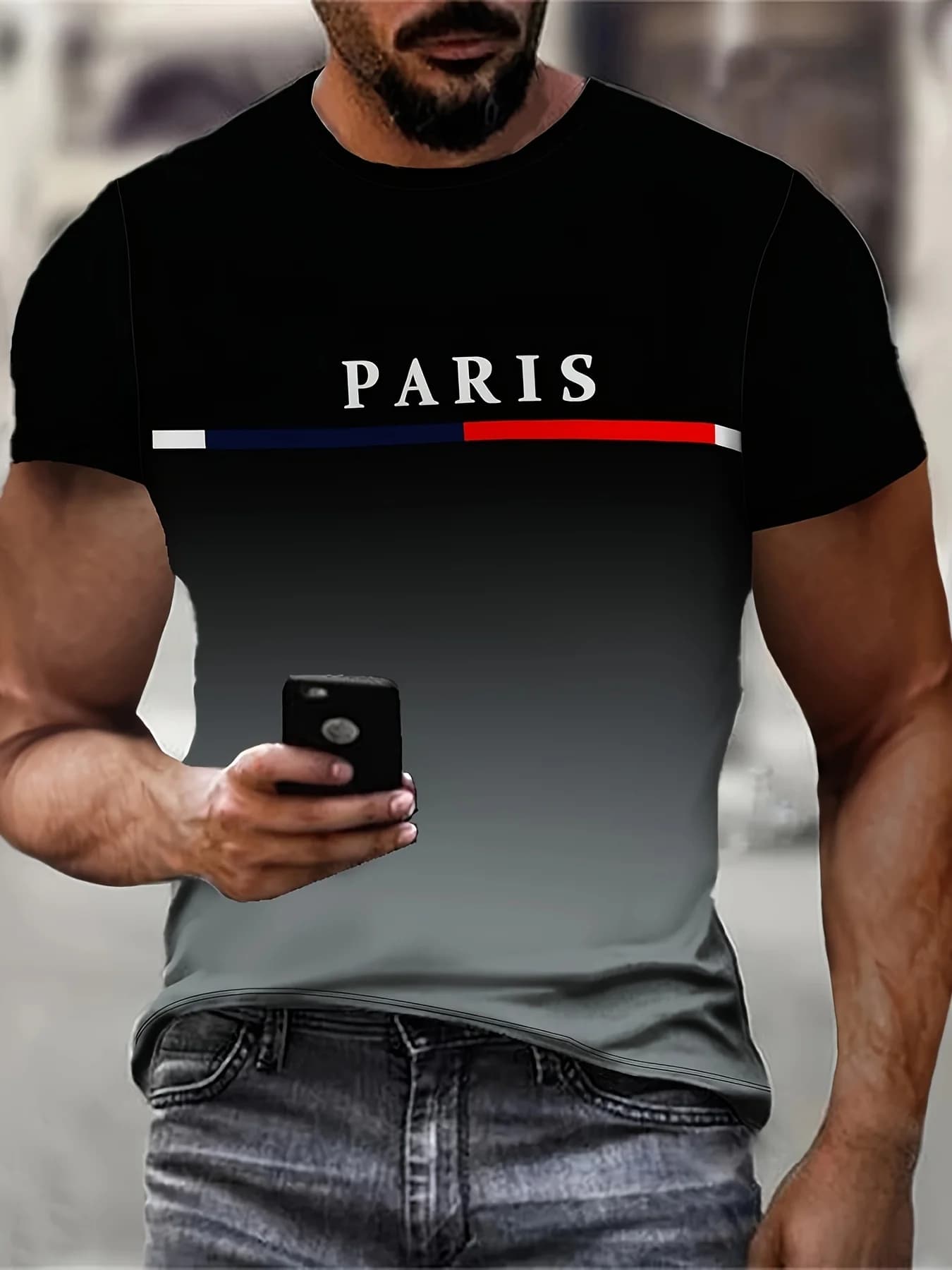 T-shirt da uomo nuova moda estiva casual comoda e traspirante girocollo T-shirt da esterno con gradiente di colore misto stampato in 3D