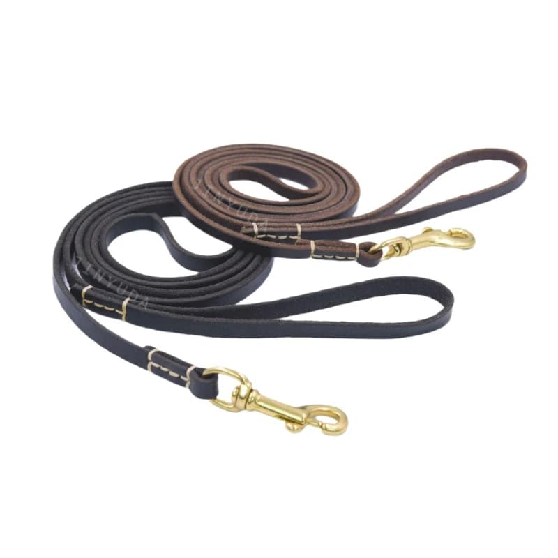 Dog leash Cowhide leather leash Full grain black brown red walking dog leash Small and medium sized dog pet products wholesale