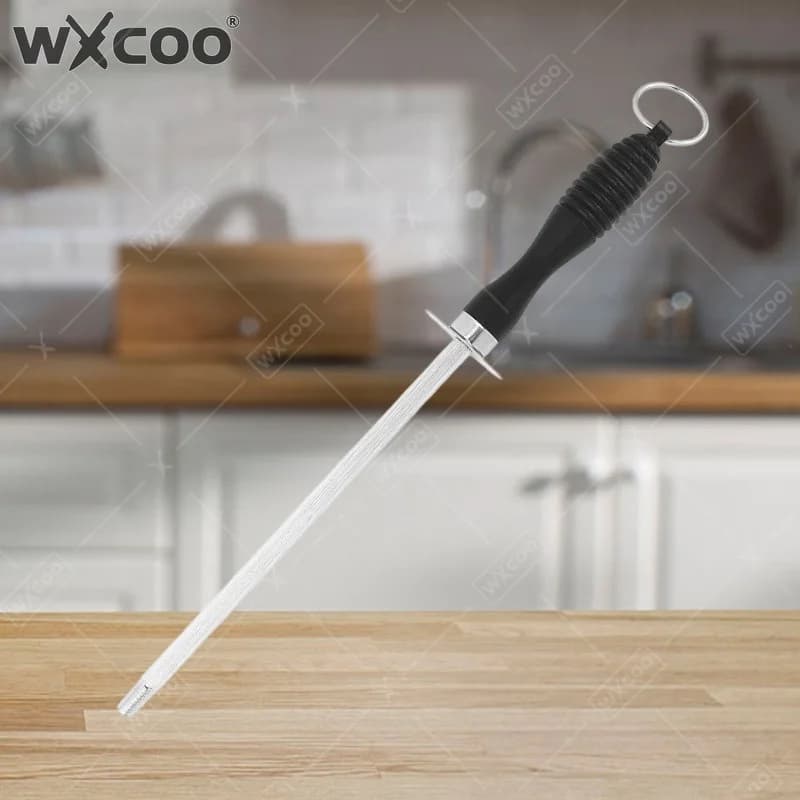 WXCOO sharpener, Professional Carbon Steel Kitchen Tools, Durable Sharpener with ABS Handle, Sharpening Blade