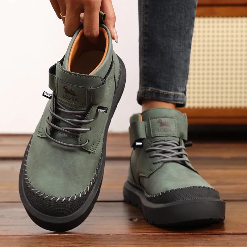 Women British Style Mid Calf Boots Vintage Breathable Loafers Wide Toe Comfortable Anti Slip Wear Resistant Campus Hiking Shoes